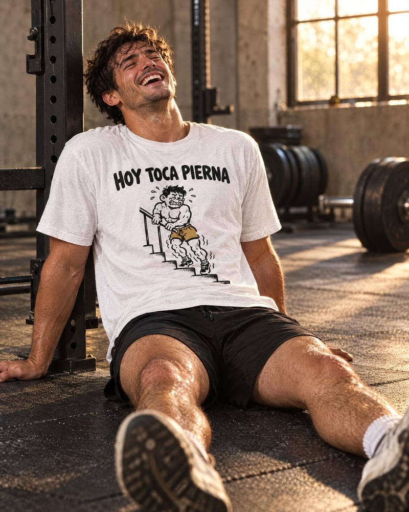 Camiseta «Hoy toca pierna», puesta