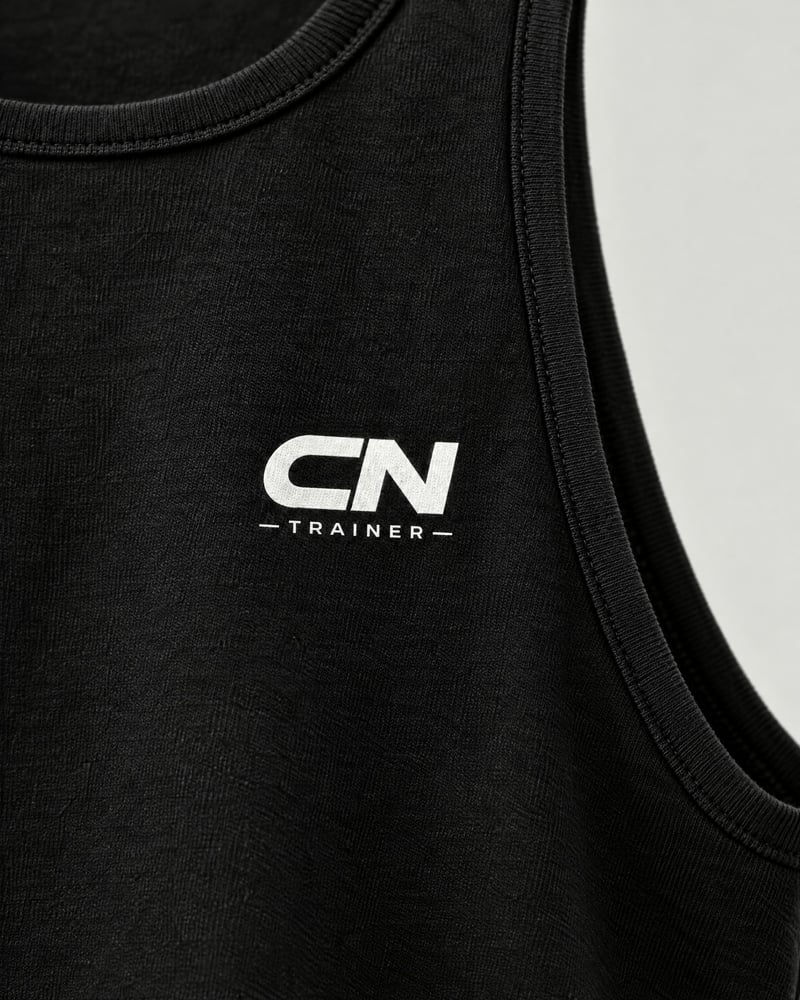 Camiseta de tirantes CN, detalle del estampado