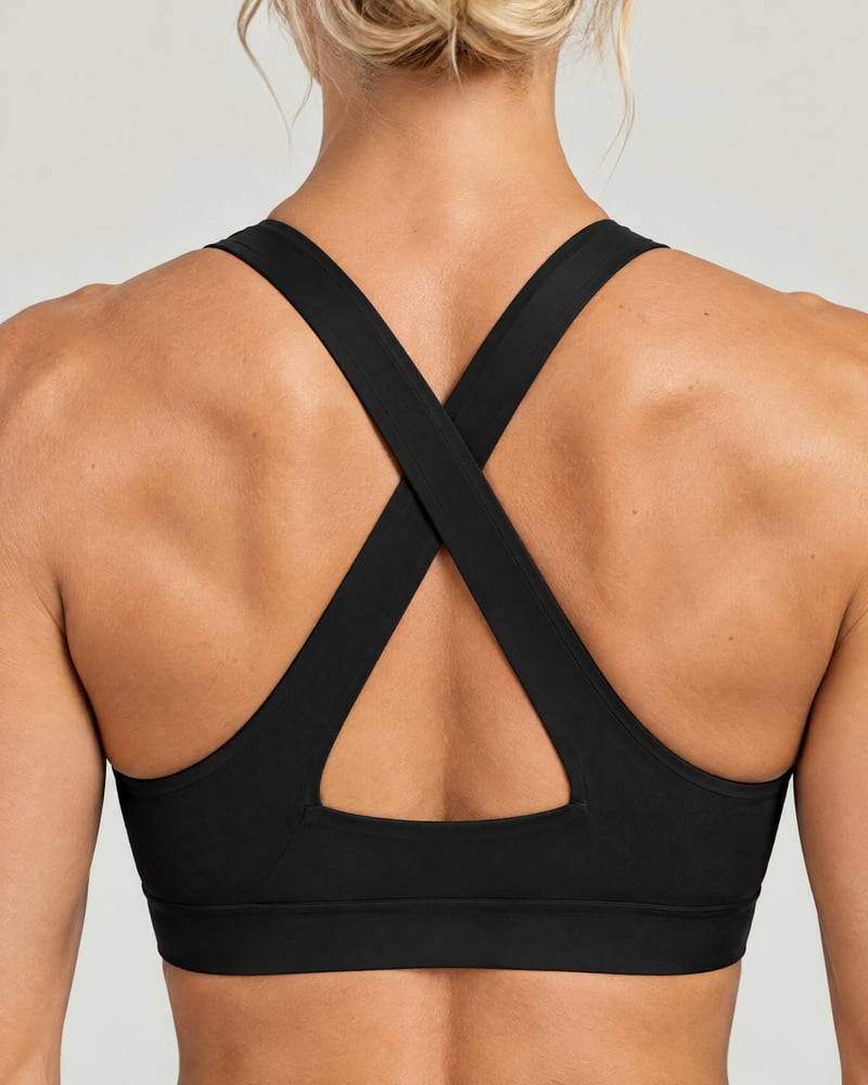 Conjunto Sculpt · top cruzado y mallas de talle alto, detalle del estampado
