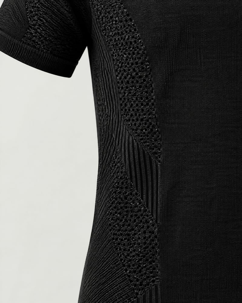 Camiseta técnica sin costuras, detalle del estampado