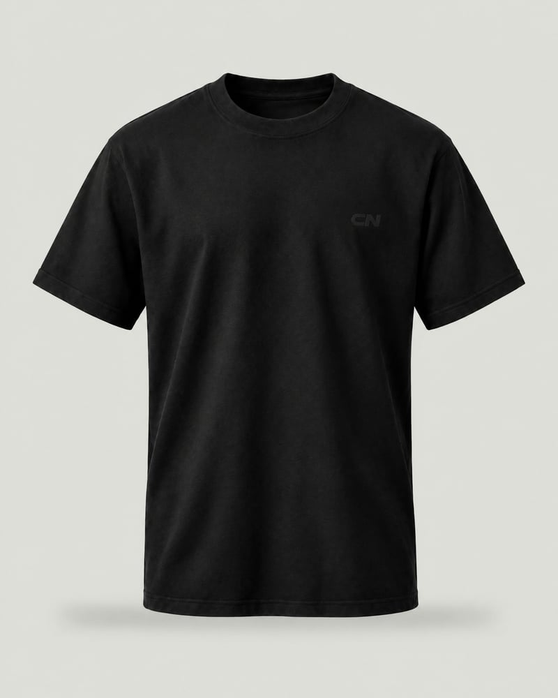 Camiseta oversize lisa, color negro, delante