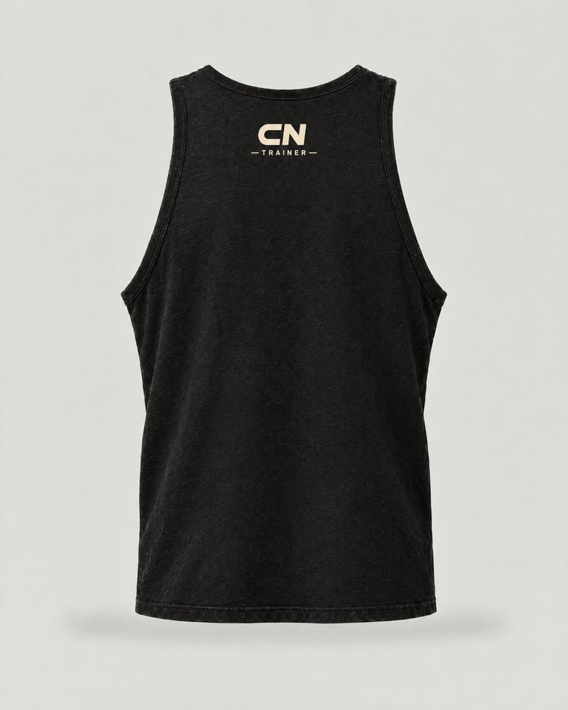 Camiseta de tirantes «Mi relación más estable es con la barra», color negro, espalda