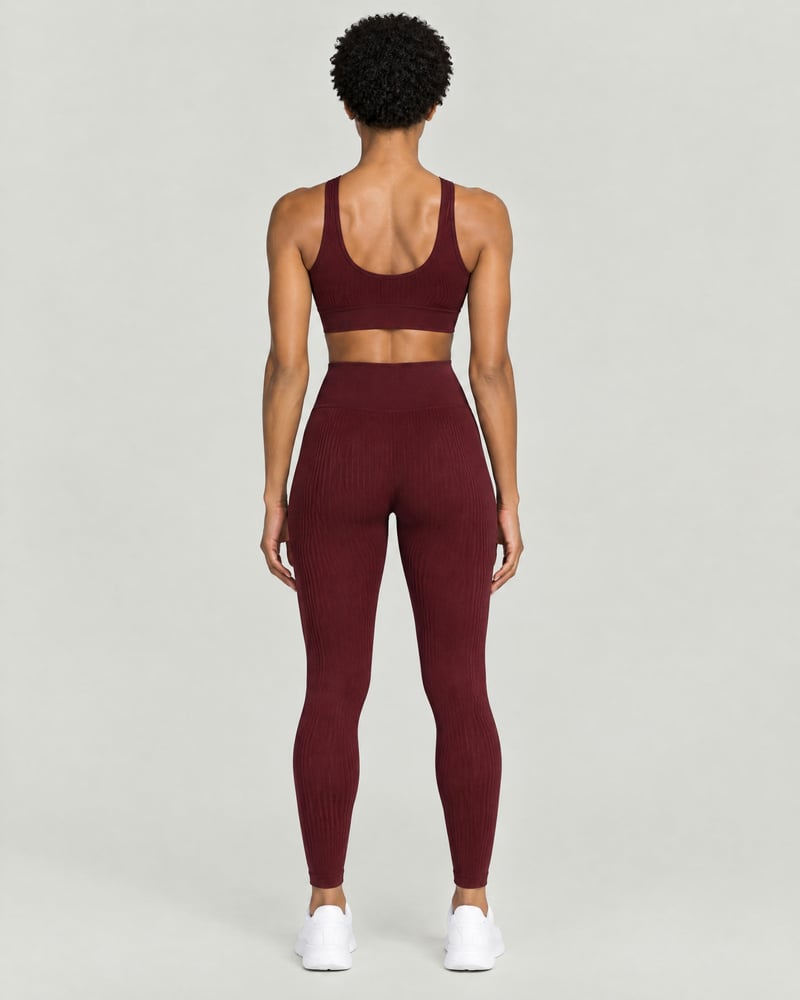 Conjunto Seamless canalé · sujetador y mallas, espalda