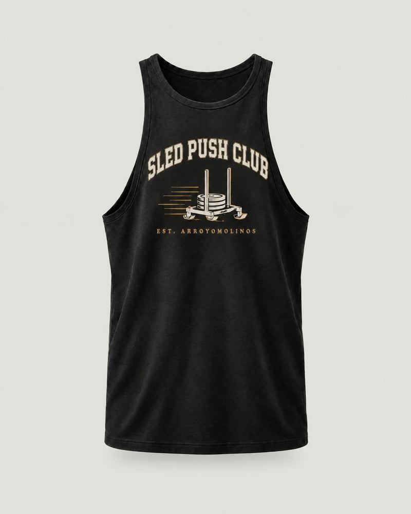 Camiseta de tirantes «Sled Push Club», color negro, delante