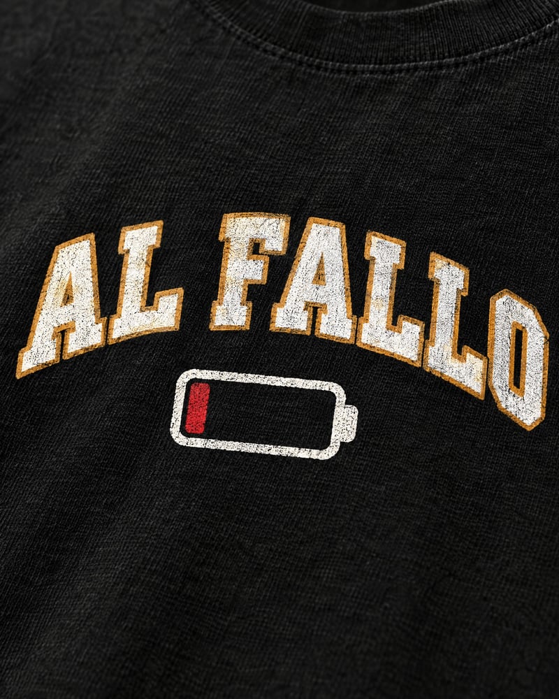 Camiseta «Al fallo», detalle del estampado