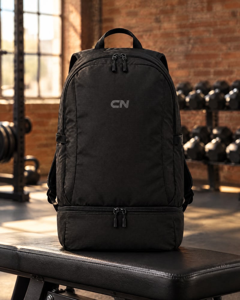 Mochila de gimnasio, en la sala