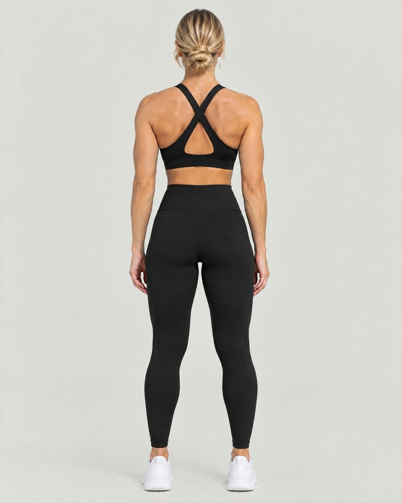 Conjunto Sculpt · top cruzado y mallas de talle alto, espalda