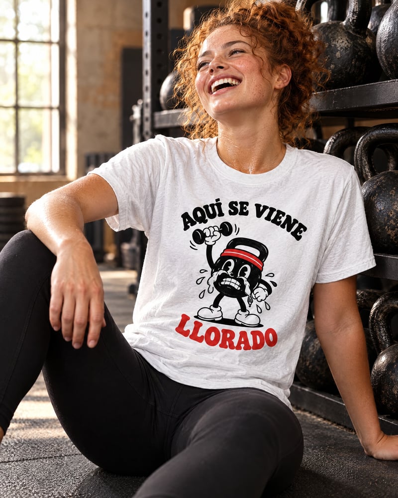 Camiseta «Aquí se viene llorado», puesta