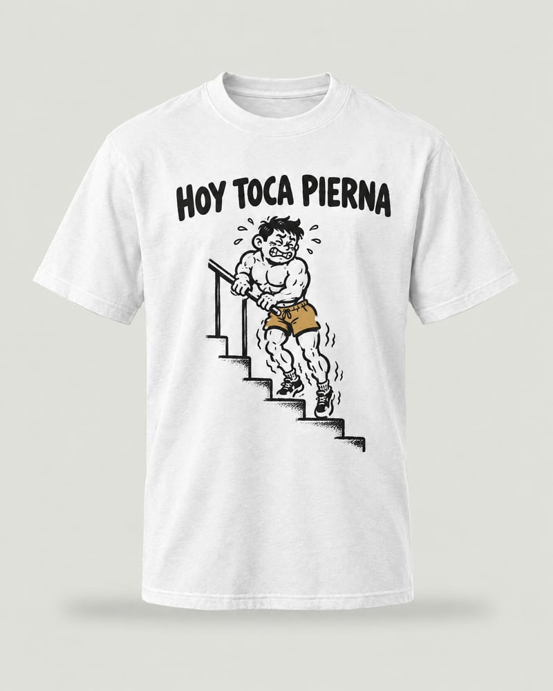 Camiseta «Hoy toca pierna», color blanco, delante