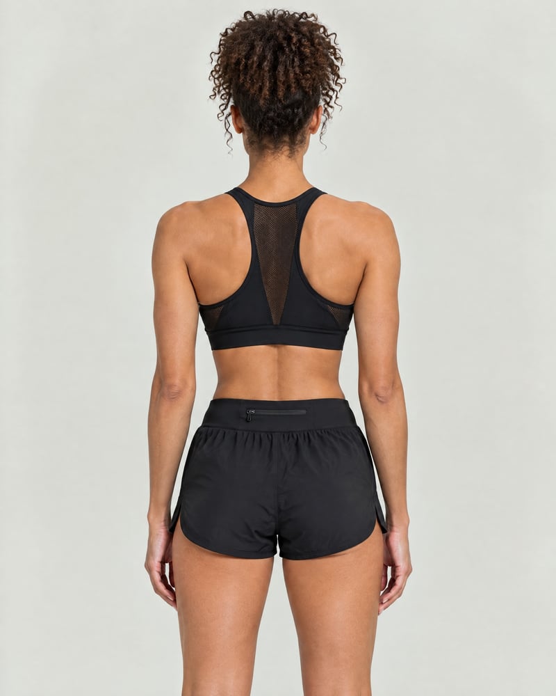 Conjunto Run · sujetador de sujeción alta y pantalón de correr, espalda