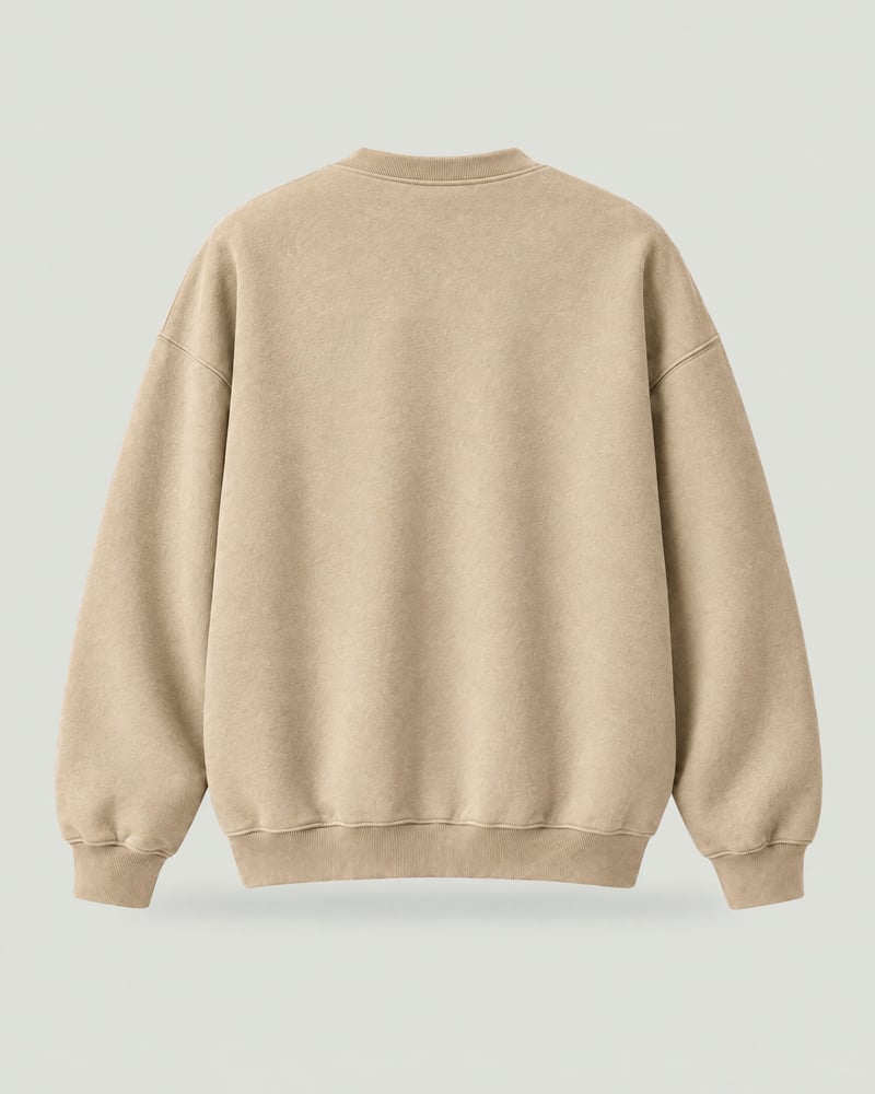 Sudadera oversize «Hecho en la sala», color arena, espalda